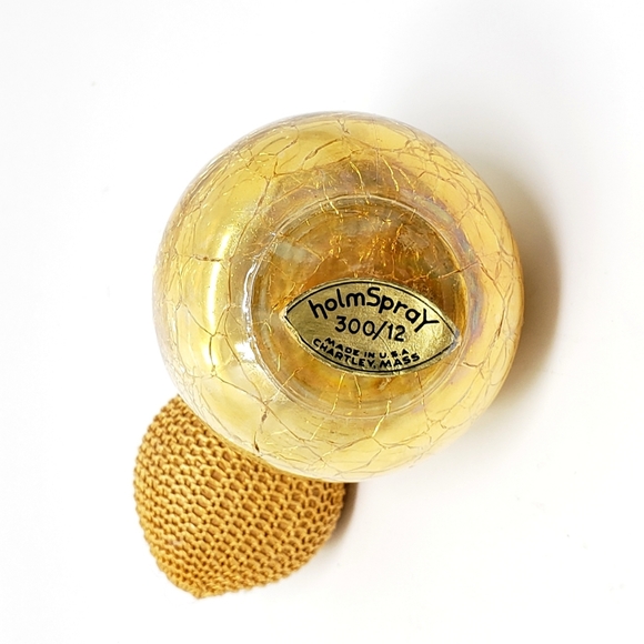 VTG Perfume Bottle Holmspray Gold Crackle Atomizer - Picture 5 of 5